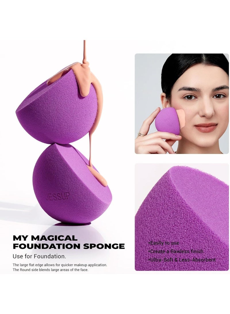 جيساب مجموعة إسفنجات مكياج جيسوب، 3 قطع إسفنجات مكياج للوجه، كريم أساس، خافي عيوب، كونتور، وأحمر خدود، لون بنفسجي SP017 - Image 3