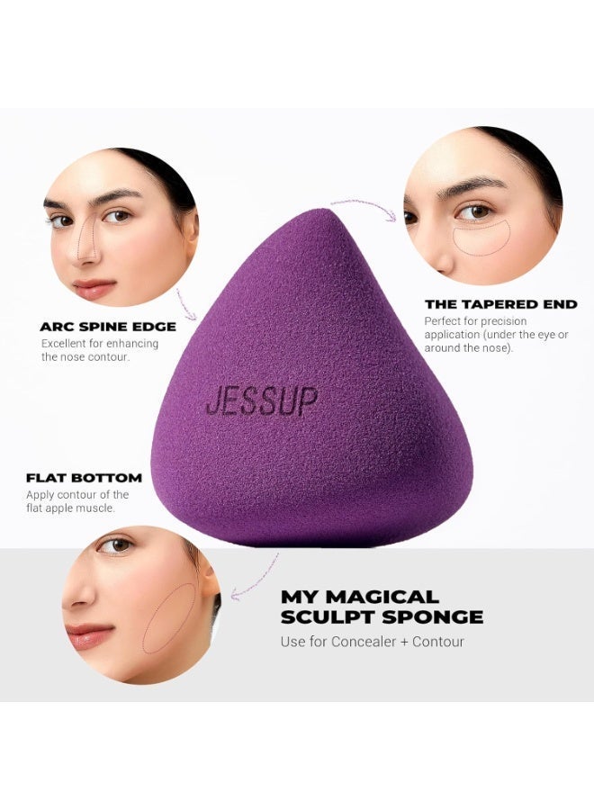 جيساب مجموعة إسفنجات مكياج جيسوب، 3 قطع إسفنجات مكياج للوجه، كريم أساس، خافي عيوب، كونتور، وأحمر خدود، لون بنفسجي SP017 - Image 4