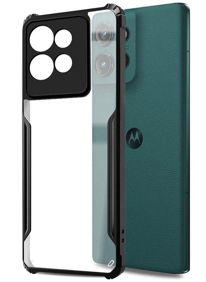 Motorola G75 Shockproof Crystal Clear Back Cover Case for Moto G75 360 Degree Protection  Protective Design  Transparent Back PC & TPU Black Bumper for Moto G75 - Image 1