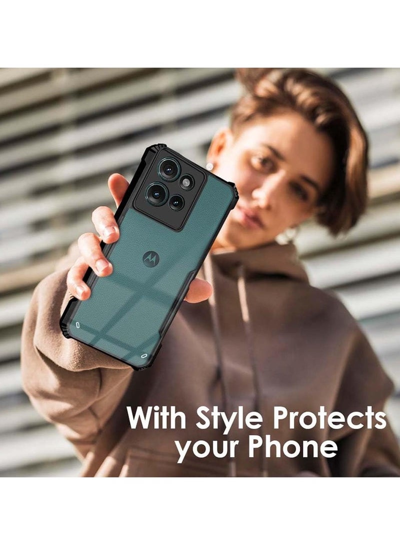 Motorola G75 Shockproof Crystal Clear Back Cover Case for Moto G75 360 Degree Protection  Protective Design  Transparent Back PC & TPU Black Bumper for Moto G75 - Image 3