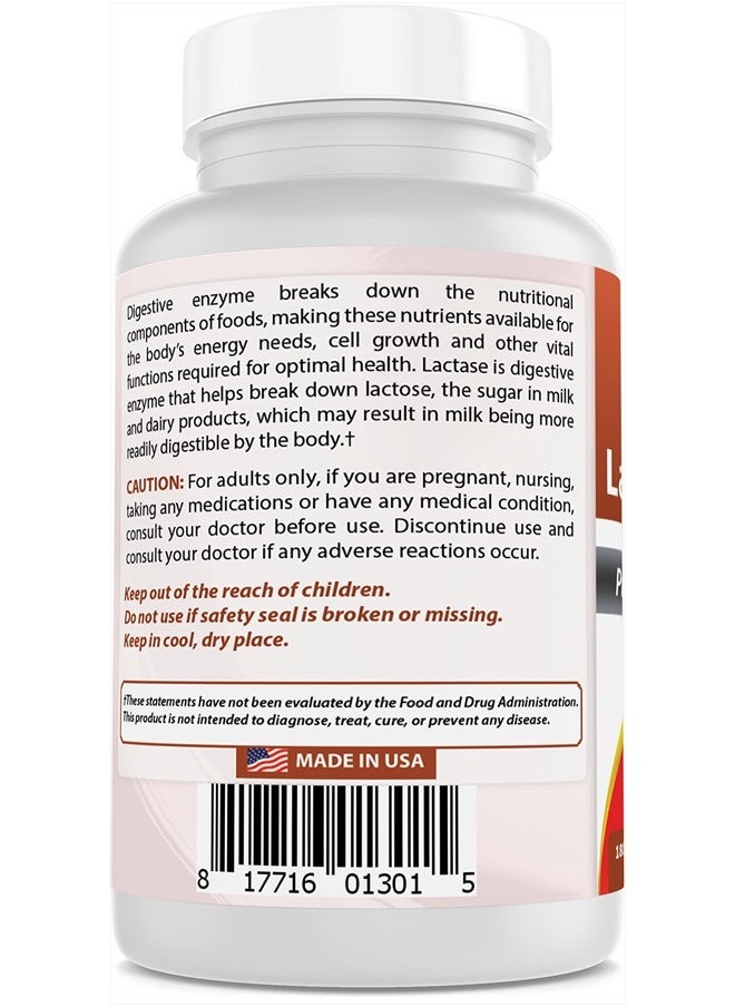 Best Naturals - Lactose Intolerance Relief Tablets with Natural Lactase Enzyme, Fast Acting High Potency Lactase, 9000 FCC ALU, 180 Count - Image 1