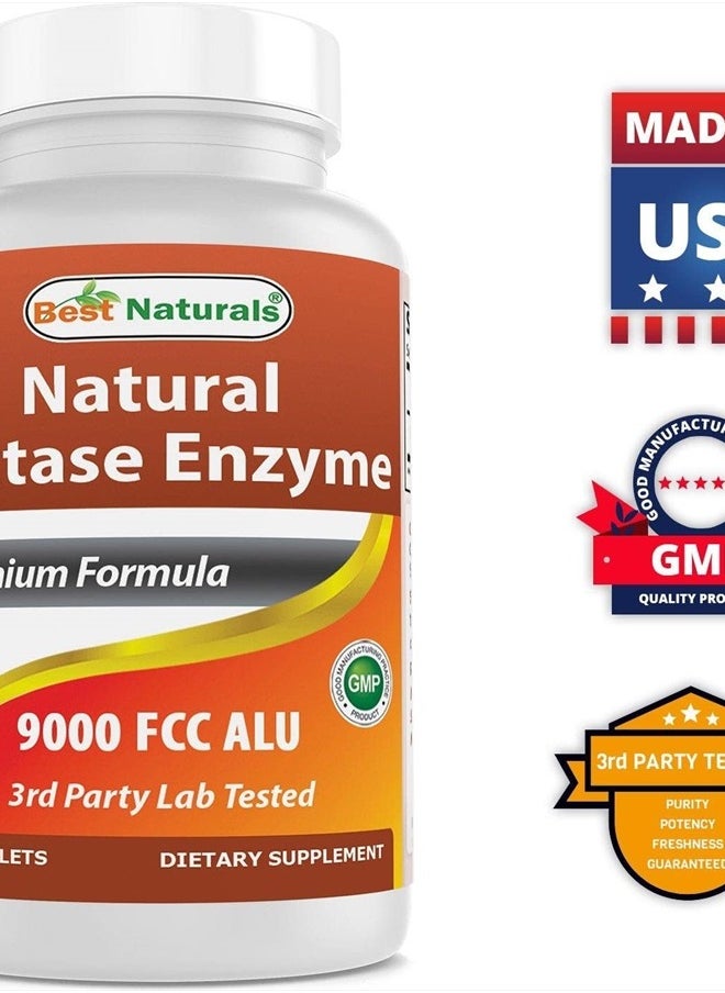 Best Naturals - Lactose Intolerance Relief Tablets with Natural Lactase Enzyme, Fast Acting High Potency Lactase, 9000 FCC ALU, 180 Count - Image 1