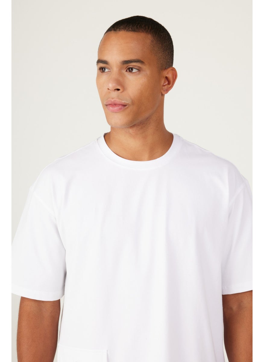 AC&Co / Altınyıldız Classics - Men's White Loose Fit Crew Neck Cotton T-Shirt - Image 1