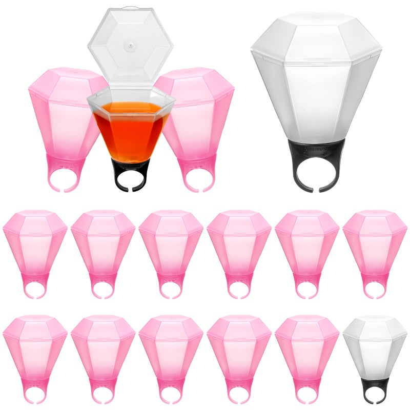 Hungdao Hungdao Plastic Wedding Ring Shot Glass Diamond Ring Shot Bachelorette Finger Ring Cups for Wedding Bridal Shower Party Favors12 Pieces 