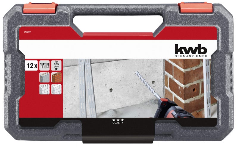 KWB SDS-Plus Hammer-BOHRER-Set - 12-Piece Concrete and Masonry Drill BIT Set in Plastic CASE,Packaging May Vary - Image 5