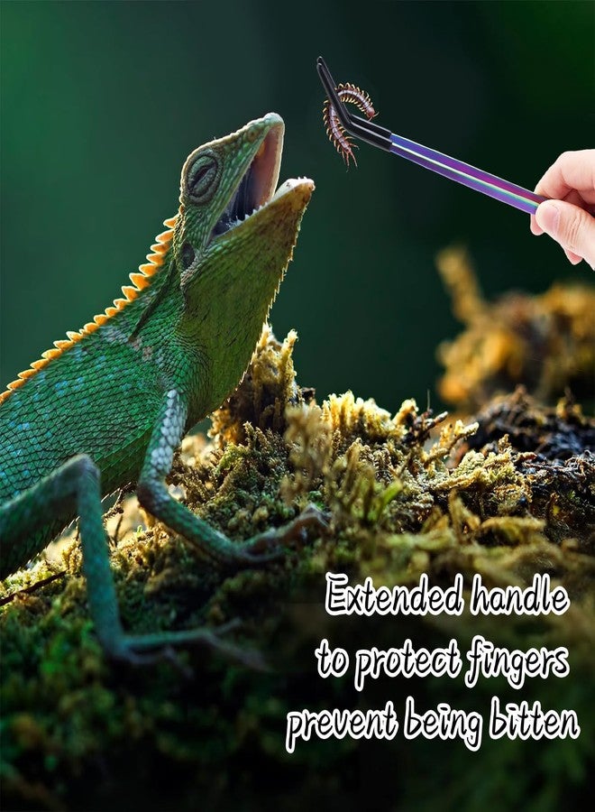 KIIDAS 2PCS Stainless Steel Reptile Feeding Tongs with Rubber Tip, 10.6" Straight & Curved Long Tweezers, Perfect for Aquariums & Crafts - Ideal Bearded Dragon & Snake Tank Accessories, Terrarium Supplies - Image 5