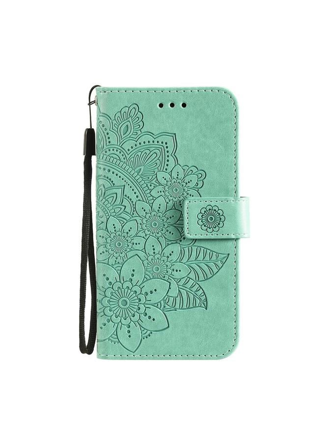 اس-توب جراب جلدي من البولي يوريثان بتصميم نقش زهور 7 بتلات مع حامل وفتحات للبطاقات ومحفظة وإطار صورة لهاتف Infinix Hot 9 / Note 7 Lite / X655C - Image 2