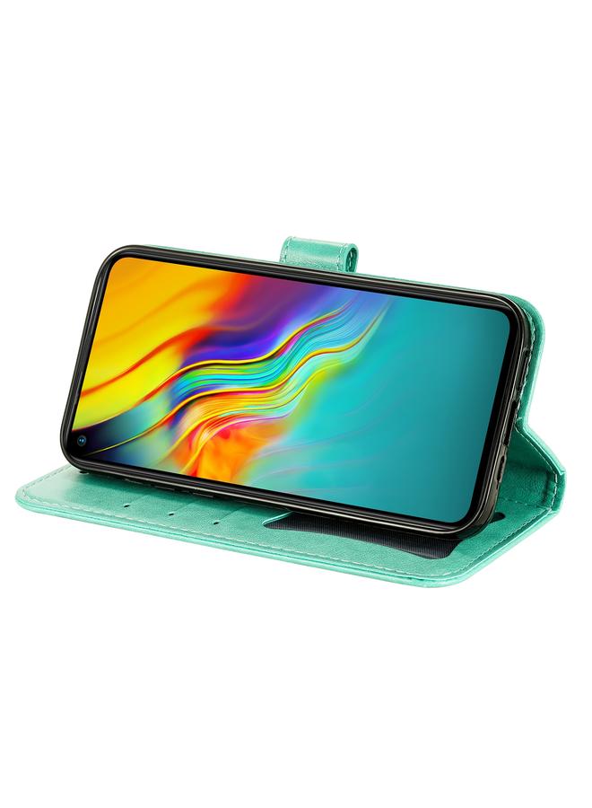 اس-توب جراب جلدي من البولي يوريثان بتصميم نقش زهور 7 بتلات مع حامل وفتحات للبطاقات ومحفظة وإطار صورة لهاتف Infinix Hot 9 / Note 7 Lite / X655C - Image 5