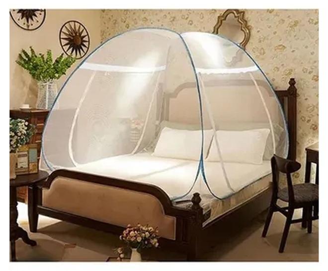 عربست مزدوج سرير البعوض الشبكة، المحمولة Pop Up البعوض الشبكة خيمة 180 * 200 * 150 سم، قابل للطي، البوليستر 30GSM شبكة قوية، PVC مغلفة مقاومة للتآكل الصلب WireTent بدلة للتوائم إلى الملك حجم السرير للسرير التخييم السفر سهل التركيب (الأزرق) - Image 1