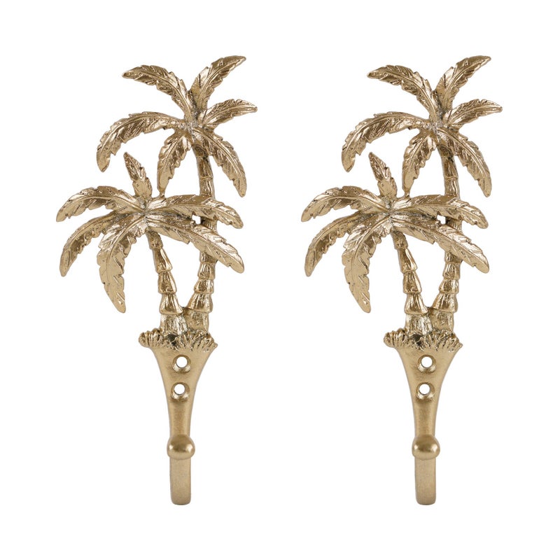 SOFFEE DESIGN 2pcs Golden Single Hooks 3D Coconut Tree Retro Style for Room Wall Decoration Coat Hat Scarf Hanging Hanger Entry Heavy Hooks Summer Beach Decor - Image 2