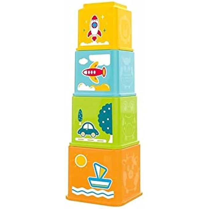 STACKING BLOCKS FOR KIDS, STACKING PUZZLE BLOCK WITH 5 BLOCKS & 3 TRANSPORT SHAPE MATCHING BLOCKS | EARLY LEARNING EDUCATIONAL TOY | SORTING STACKING BLOCKS FOR TODDLERS 1 2 3 YEARS BOY GIRL - Image 4