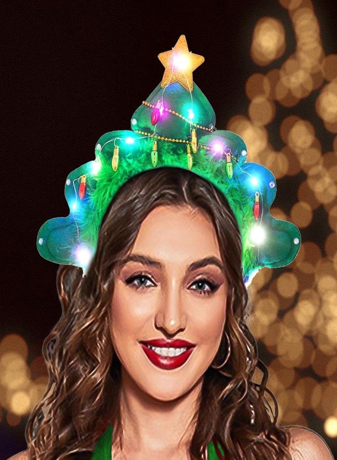 يورانيان عصابات رأس مضيئة لعيد الميلاد بتصميم شجرة نجوم LED، إكسسوارات شعر متوهجة لحفلات المهرجانات للنساء - Image 4