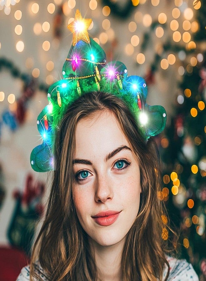 يورانيان عصابات رأس مضيئة لعيد الميلاد بتصميم شجرة نجوم LED، إكسسوارات شعر متوهجة لحفلات المهرجانات للنساء - Image 2