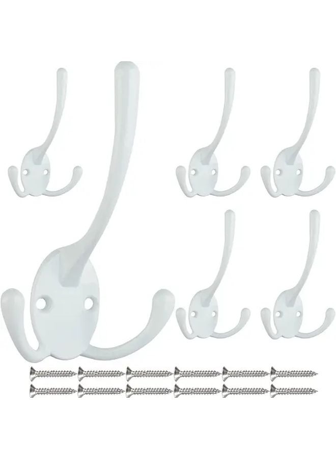 7PCS White Tri Claw Wall Hooks Heavy Duty Rust Resistant Utility Hanging Storage - Image 1