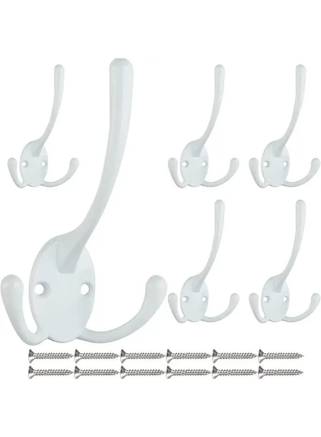 7PCS White Tri Claw Wall Hooks Heavy Duty Rust Resistant Utility Hanging Storage - Image 2