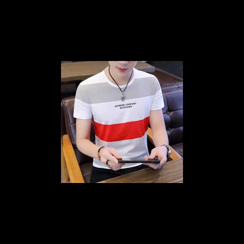 Men's Ice Silk Short-sleeved T-shirt 2023 Summer New Fashion Brand Round Neck Half-sleeve Slim-fit T-shirt Trendy Top Clothes - Image 1