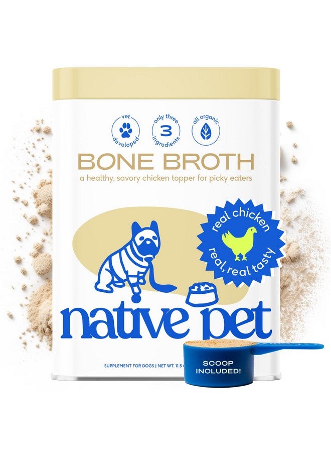 Native Pet Bone Broth for Dogs and Cats - Chicken Bone Broth Powder Dog Food Toppers for Picky Eaters - Provides Extra Nutrition for Joint Strength, Immune Support & Heart Health - 96 Scoops - Image 1
