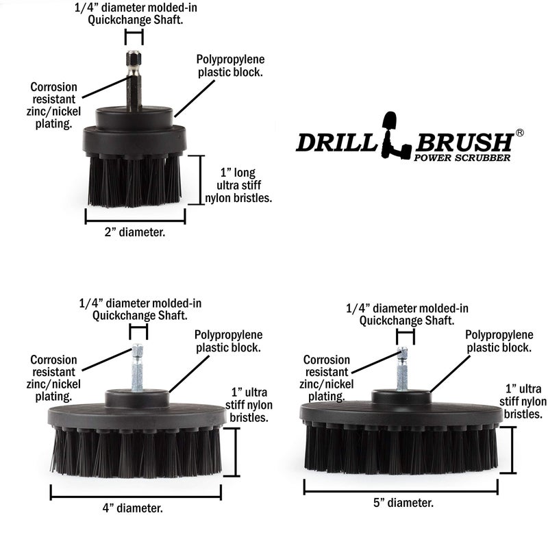 Drillbrush Ultra Stiff Drill Powered Cleaning Brush Set - Heavy Duty Industrial Stripping - Cordless Drill Power Scrubber Grill Brush For Household Cleaning Supplies - Rust Remover - No Wires - Bbq Grill Brush - Image 5