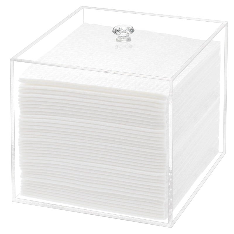 DELIPPLY Disposable Face Towel Holder Facial Towelettes Container Box Acrylic Box for Facial Towels Clear