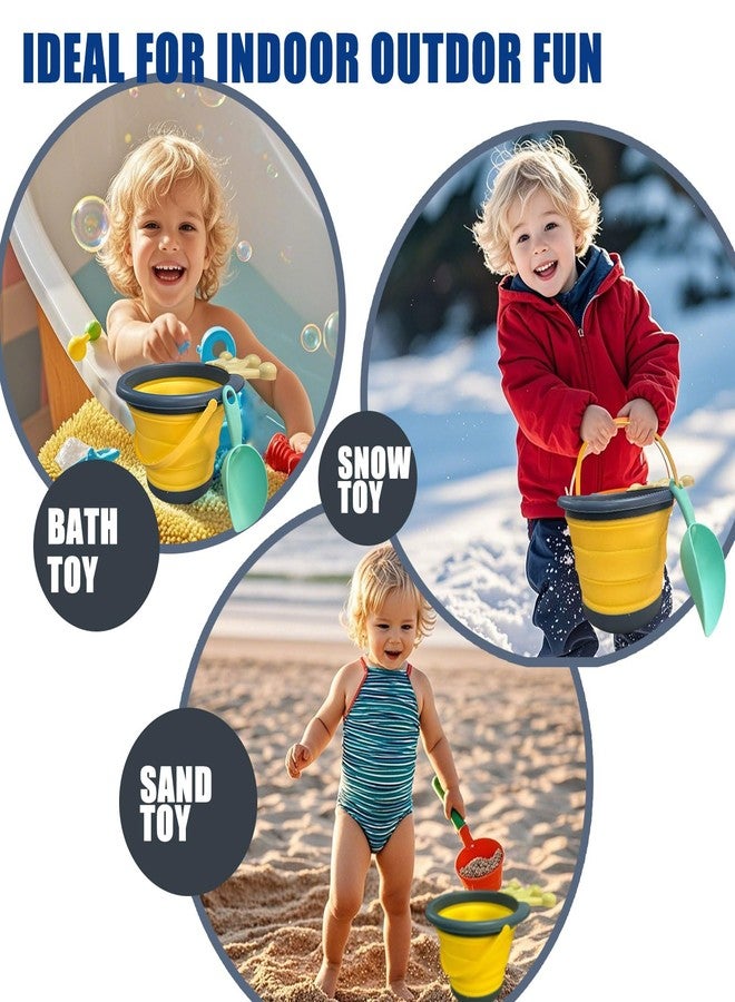 SupMLC Collapsible Beach Sand Toys Set for Toddlers, Portable Travel Beach Toys with Collapsible Bucket, Shovel, Rake, 3 Molds for Kids, Summer Gift - Image 5