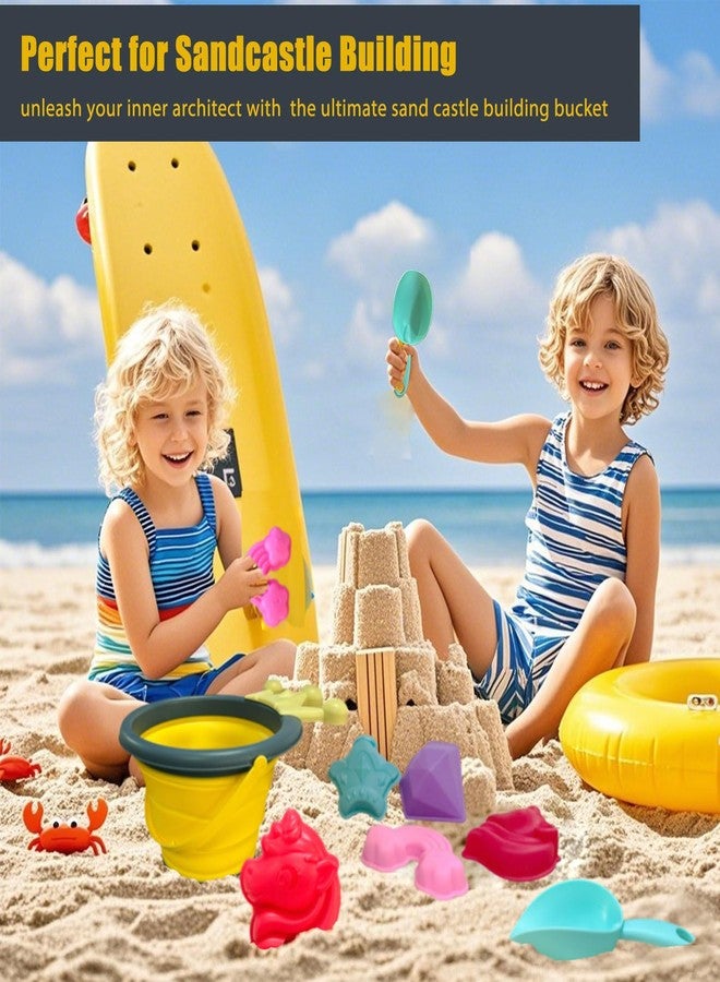 SupMLC Collapsible Beach Sand Toys Set for Toddlers, Portable Travel Beach Toys with Collapsible Bucket, Shovel, Rake, 3 Molds for Kids, Summer Gift - Image 4