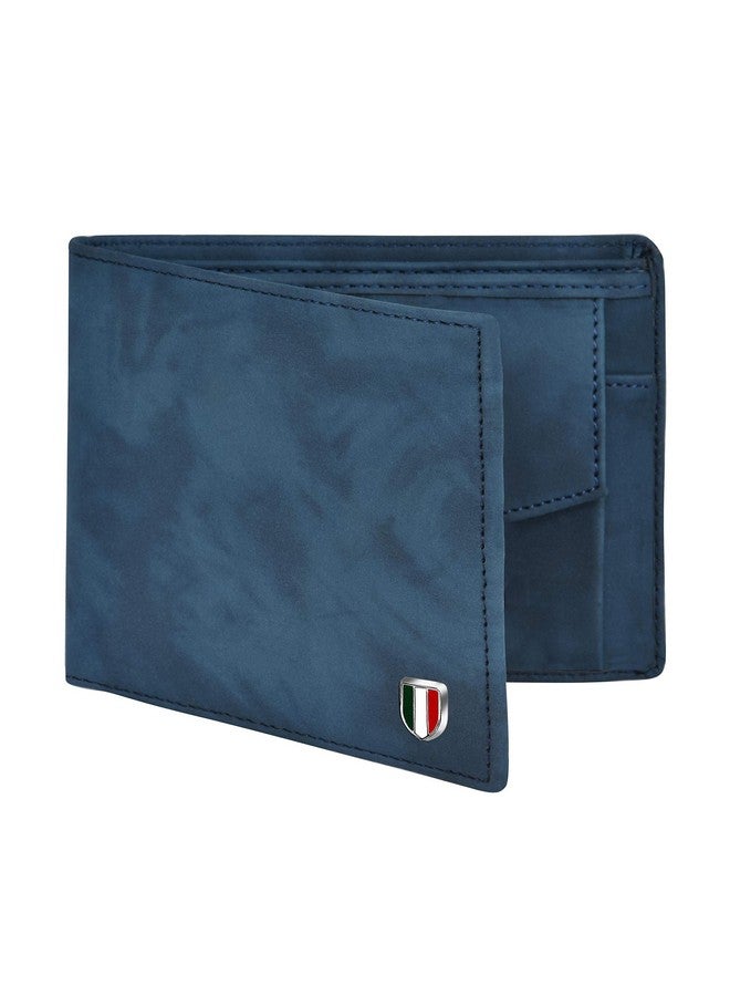 GIOVANNY BLUSHD01 Blue Suade Leather Wallet for Men - Image 4
