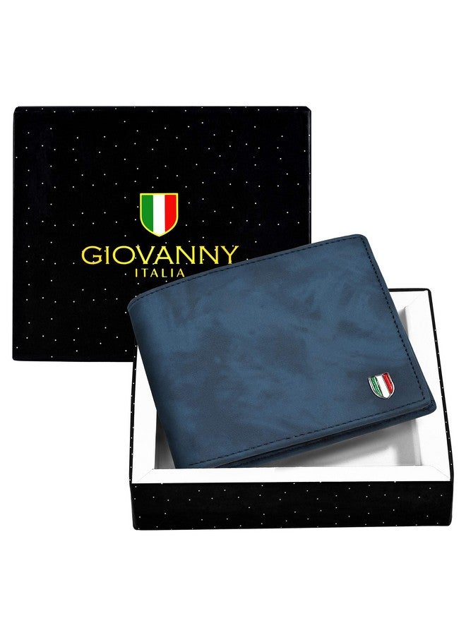 GIOVANNY BLUSHD01 Blue Suade Leather Wallet for Men - Image 5