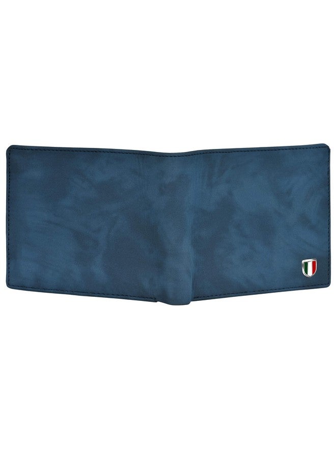 GIOVANNY BLUSHD01 Blue Suade Leather Wallet for Men - Image 3