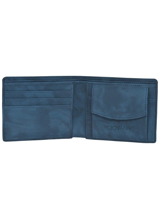 GIOVANNY BLUSHD01 Blue Suade Leather Wallet for Men - Image 2