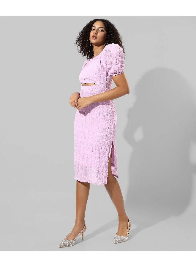Campus Sutra  Women's Solid Lavender Regular Fit Dress for Women | Best Price UAE