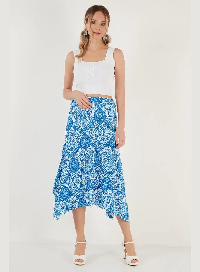 ليلا تنورة ميدي غير متماثلة بقصة ضيقة بنقش ليلى للنساء