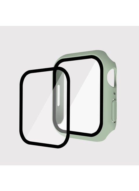 Suitable For Iwatch9 Watch Protective Shell PC Hard Shell Tempered Film Integrated Protective Cover 8/7/6 For Apple Watch Case-Color:Mint Green-Exterior Dimension:41mm(7 Generations With Keys)