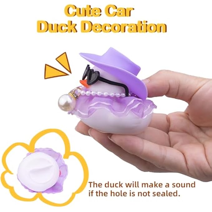 MuMyer Car Rubber Duck Ornaments 2 Pack Duck Car Dashboard Decorations with Mini Sunglasses Hat and Skirt for Car Dashboard Decoration Accessories - Image 4