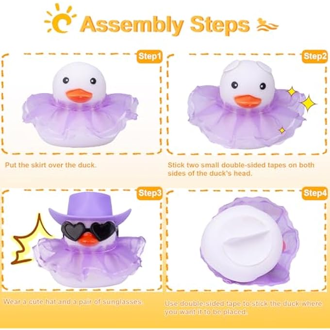 MuMyer Car Rubber Duck Ornaments 2 Pack Duck Car Dashboard Decorations with Mini Sunglasses Hat and Skirt for Car Dashboard Decoration Accessories - Image 2
