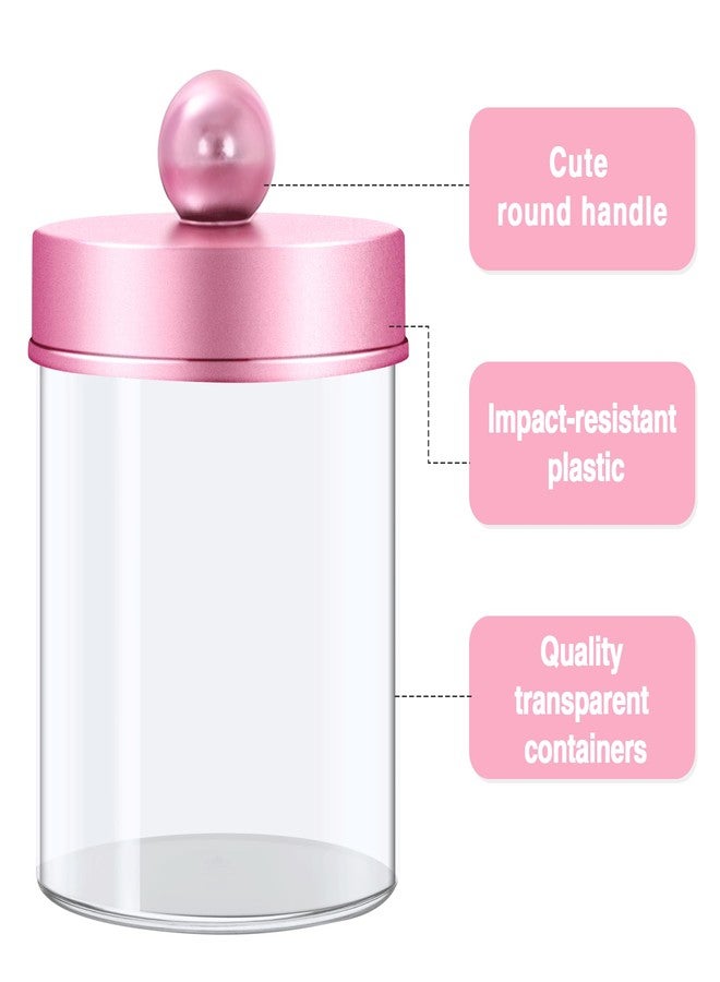 MKOSAB 3 Pack Qtip Holder - Apothecary Jars with Lids, Bathroom Organizers and Storage Canister Tray for Cotton Balls,Swabs,Floss Picks,Hair Ties,Pink Clear Vintage Bathroom Decor Jar Set (Pink) - Image 5