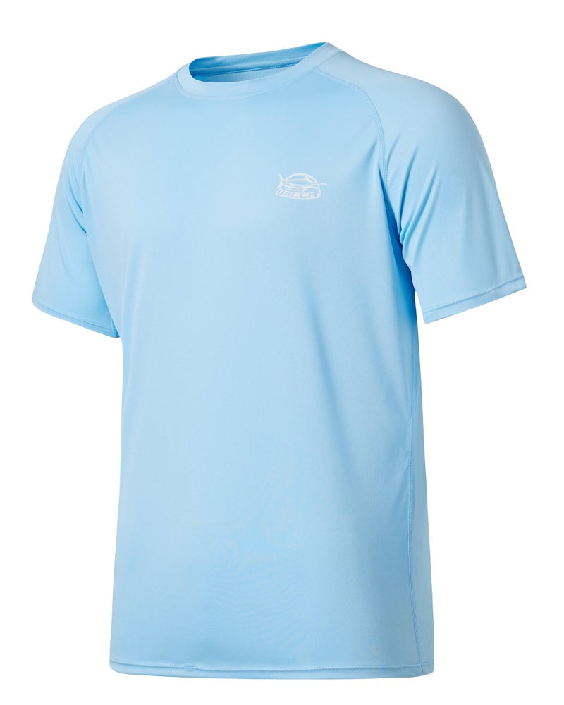 Willit Men's Rashguard Swim Shirt Short Sleeve UPF 50+ Sun Protection SPF Quick Dry Water Shirt Blue L - Image 1