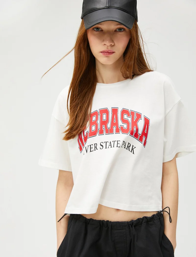 كوتون Cotton Printed T-Shirt Short Sleeve Crew Neck Cotton