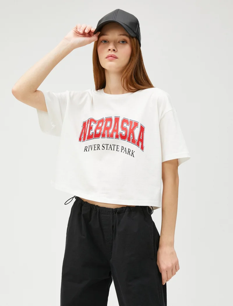 كوتون Cotton Printed T-Shirt Short Sleeve Crew Neck Cotton