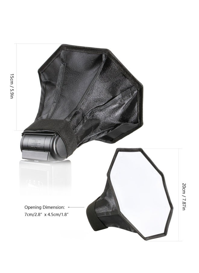 Generic - 2 Pack Collapsible Flash Diffuser Softbox Set with Storage Pouch - 8" Octagon & 8"x6" Rectangle Softboxes for Canon & Nikon Cameras - Perfect for Photography Lighting - Image 1