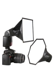 2 Pack Collapsible Flash Diffuser Softbox Set with Storage Pouch - 8" Octagon & 8"x6" Rectangle Softboxes for Canon & Nikon Cameras - Perfect for Photography Lighting