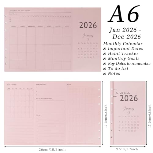 Koqye 2026 A6 Tri-Fold Monthly Planner Refills Kit, Foldable 6.7x3.7in, Colorful Monthly Refills Jan-Dec 2026 with Goals, To-Do Lists, Notes, for Planning Organization (Colorful, A6) - Image 3