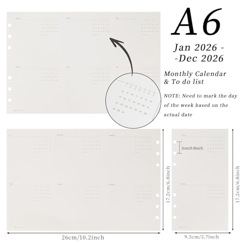 Koqye 2026 A6 Tri-Fold Monthly Planner Refills Kit, Foldable 6.7x3.7in, Colorful Monthly Refills Jan-Dec 2026 with Goals, To-Do Lists, Notes, for Planning Organization (Colorful, A6) - Image 4