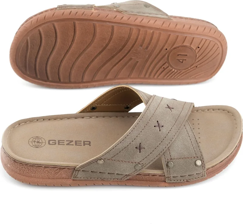 Gezer Summer Men's Artificial Leather Comfortable Sole Daily Slippers