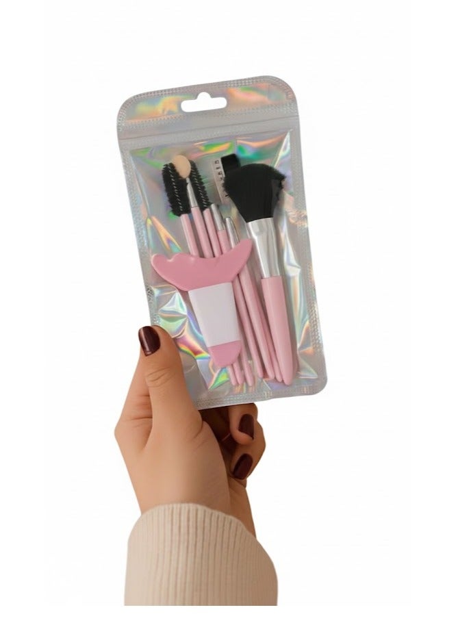 مجموعة فرش مكياج محمولة للسفر - شعيرات ناعمة للوجه (8 قطع) - Image 2