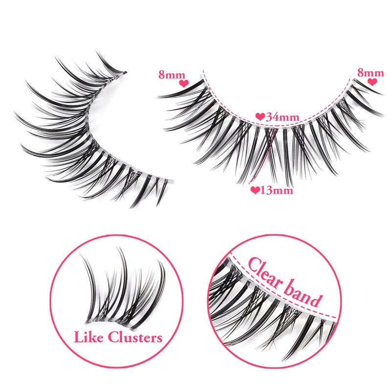 Outopen Manga Lashes Natural Look Japanese Anime Lashes Korean Asian Wispy Spiky Lashes with Clear Band Short Fake Eyelash 10 Pairs Pack by outopen - Image 3