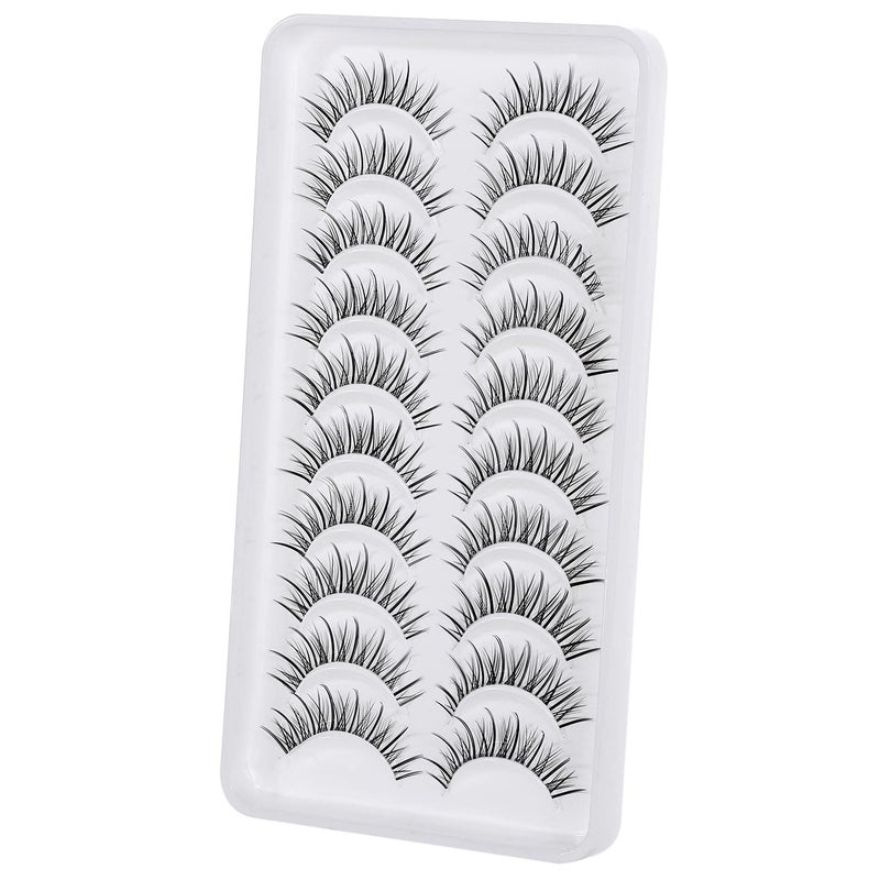 Outopen Manga Lashes Natural Look Japanese Anime Lashes Korean Asian Wispy Spiky Lashes with Clear Band Short Fake Eyelash 10 Pairs Pack by outopen - Image 5