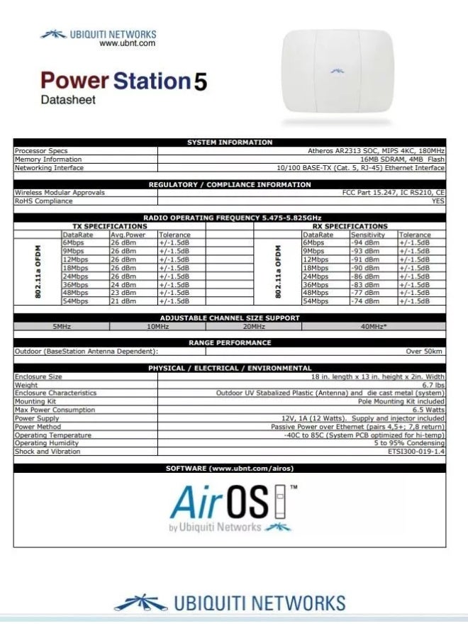 Ubiquiti Networks Ubiquiti PowerStation 5, PS5-22V 802.11a Access Point - Image 3