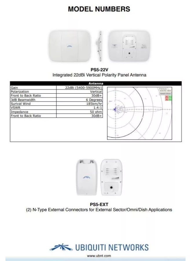 Ubiquiti Networks Ubiquiti PowerStation 5, PS5-22V 802.11a Access Point - Image 4