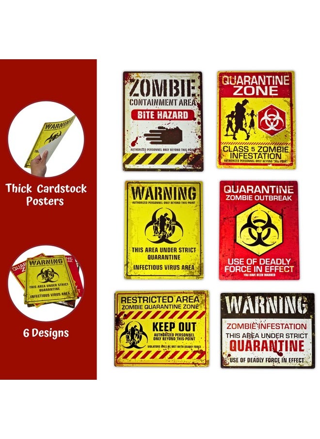 4E's Novelty 6 Warning Signs 11x14" with Caution Tape Roll 20 Feet - Halloween Zombie Party Decorations Halloween Indoor Outdoor Yard Signs Beware Danger Door Posters Haunted House Decor  - Image 4