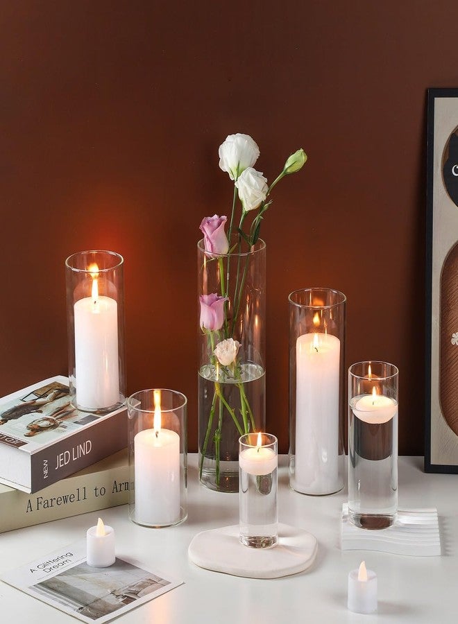 UDU 4 Set Glass Cylinder Vases for Centerpieces with 20000 Vase Filler 6 White Floating Candles 3 Pearl String, Centerpieces for Wedding Party Home Table Decoration - Image 5